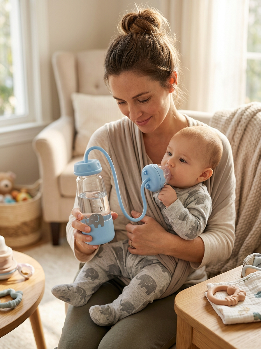 The OrbitBaby Hands-Free Feeding Bottle