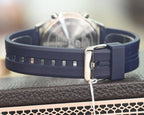 Cas-io Edi-fice Men's Watch – Analog-Digital World Time – 100M Water Resistant & Navy Sport Strap
